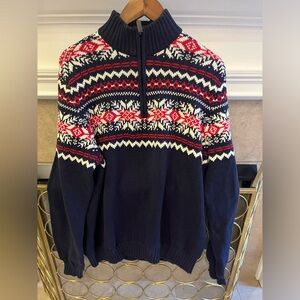 Men’s Blue & Red Fair Isle Izod Christmas Sweater L
